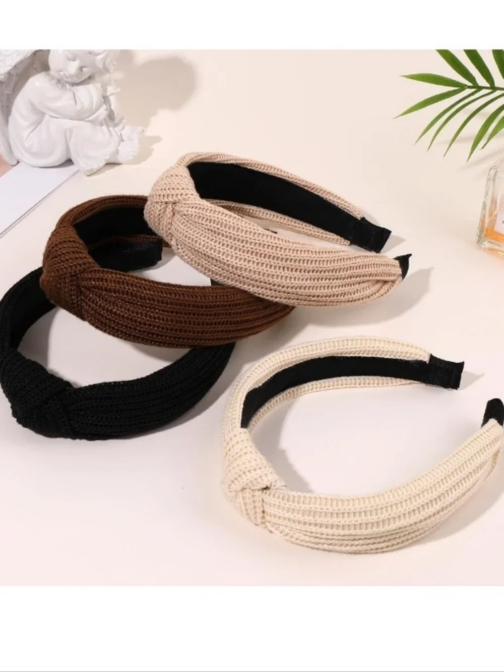 4pcs Knotted Headbands for WomenNeutral Fall Wide Knitted Headbands